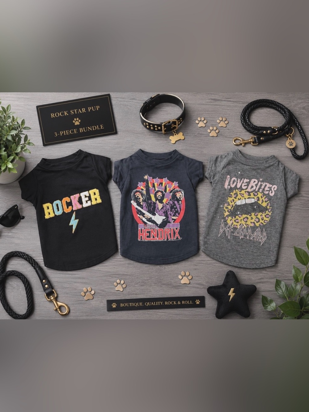 3-Piece Dog Rock-Band Shirts Bundle Set | Luxury T-Shirts | Size: Medium | NWT